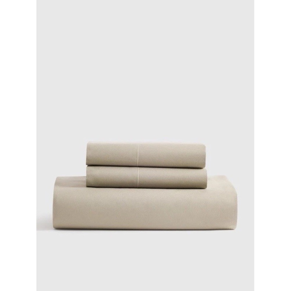 Quince 100% Organic Cotton Percale Fitted Sheet 3pc Set Toffee King